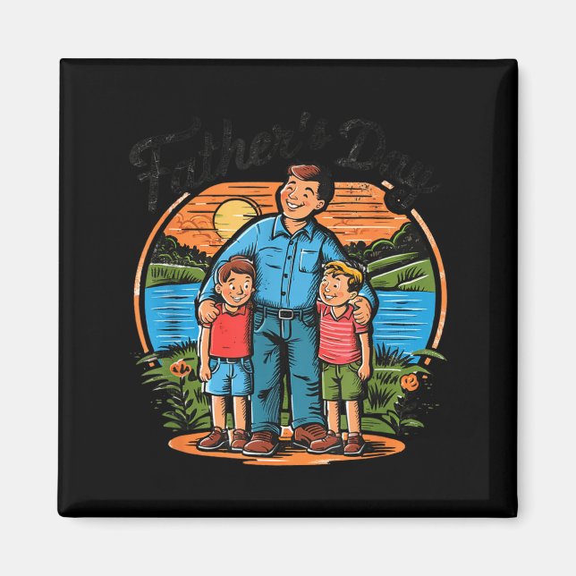 Fathers Day With Sons Happy Dad Design Idea  Magnet (Front)