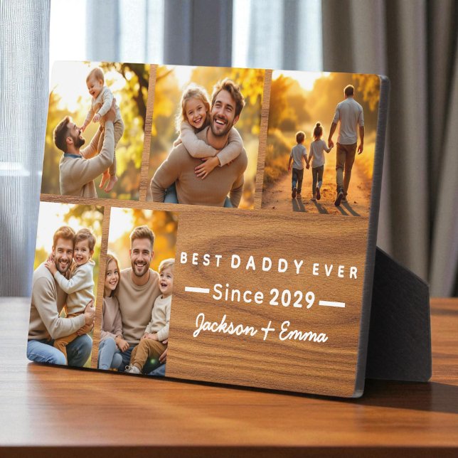 Father's Day Wood 5 Photo Collage Best Daddy Ever  Plaque (Creator Uploaded)