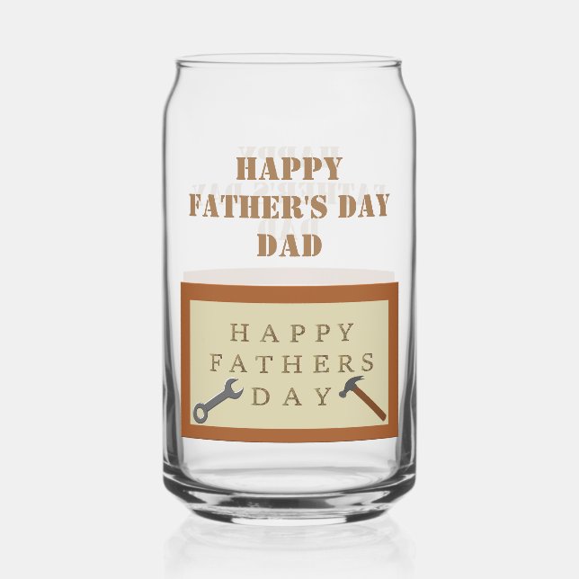 Fathers Day Wooden Sign Custom Message Can Glass (Front)