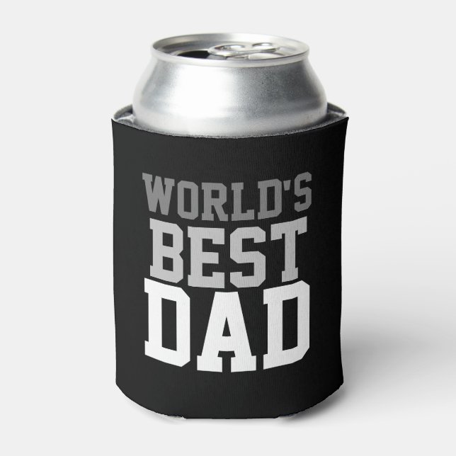 Father's Day World's Best Dad Black Can Cooler (Can Front)
