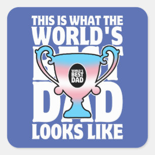 Father's Day World's Best Dad Trans Flag Colours Square Sticker