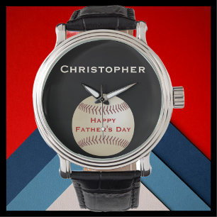 Father's Day Wrist Watch, Personalised, Baseball Watch
