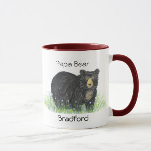 Fathers gifts Add Name Papa Bear Black Bear  Mug