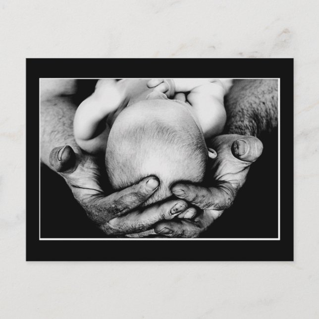 Father's Safe Protecting Hands Postcard (Front)