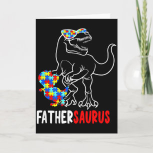 Fathersaurus T Rex Dinosaur Autism Awareness Fathe Card