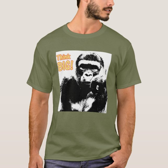 Fatigue Green Gorilla Pop Art Motivational Trendy T-Shirt (Front)
