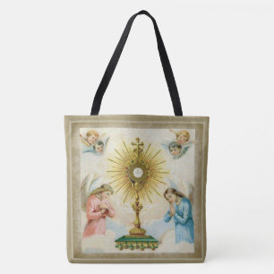 Fatima Angels Praying Eucharist Monstrance Tote Bag