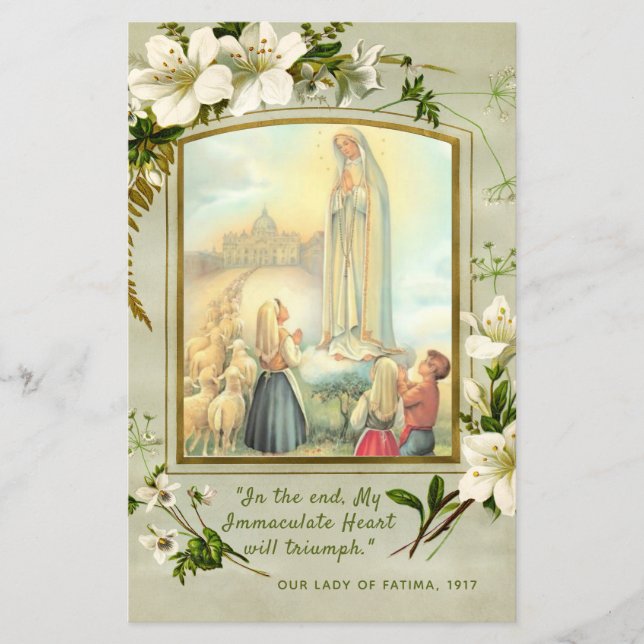 Fatima Blessed Virgin Mary Consecration Prayer (Front)