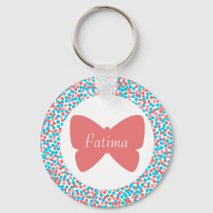 Fatima Butterfly Dots Keychain - 369 My Name