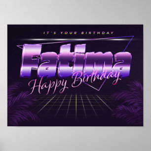 Fatima Name Vorname lila retro Poster Geburtstag
