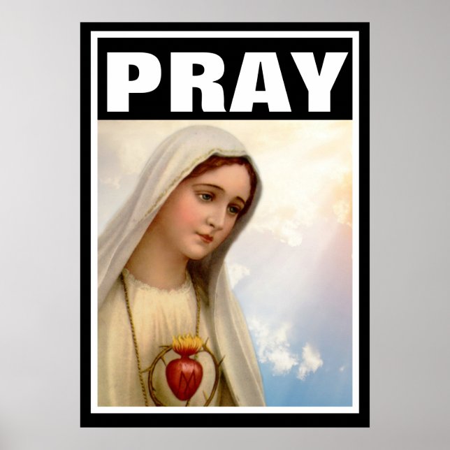 FATIMA PRAY VIRGIN MARY ROSARY CATHOLIC POSTER (Front)