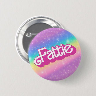 Fattie Plus Size Rainbow Retro 90's Nostalgia Pink 6 Cm Round Badge