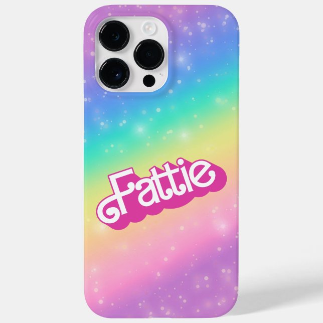 Fattie Plus Size Rainbow Retro 90's Nostalgia Pink Case-Mate iPhone Case (Back)