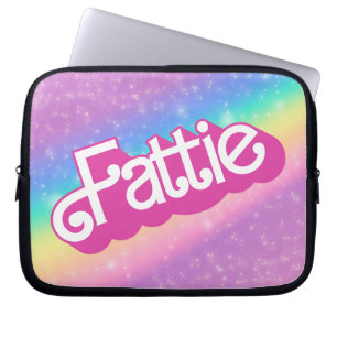 Fattie Plus Size Rainbow Retro 90's Nostalgia Pink Laptop Sleeve