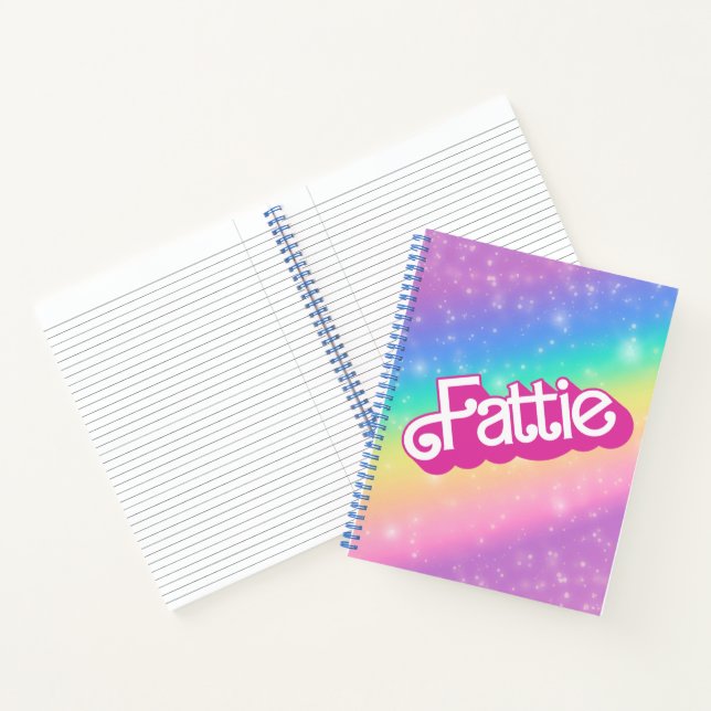 Fattie Plus Size Rainbow Retro 90's Nostalgia Pink Notebook (Inside)