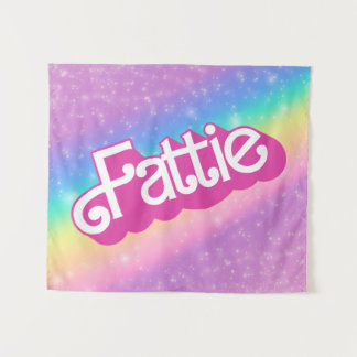 Fattie Plus Size Rainbow Retro 90's Nostalgia Pink Tapestry
