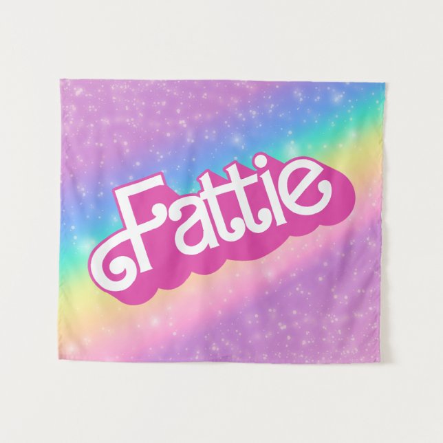 Fattie Plus Size Rainbow Retro 90's Nostalgia Pink Tapestry (Front (Horizontal))