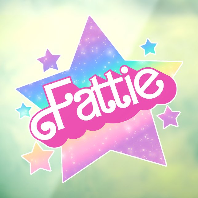 Fattie Plus Size Rainbow Retro 90's Nostalgia Star Window Cling (Sheet 3)