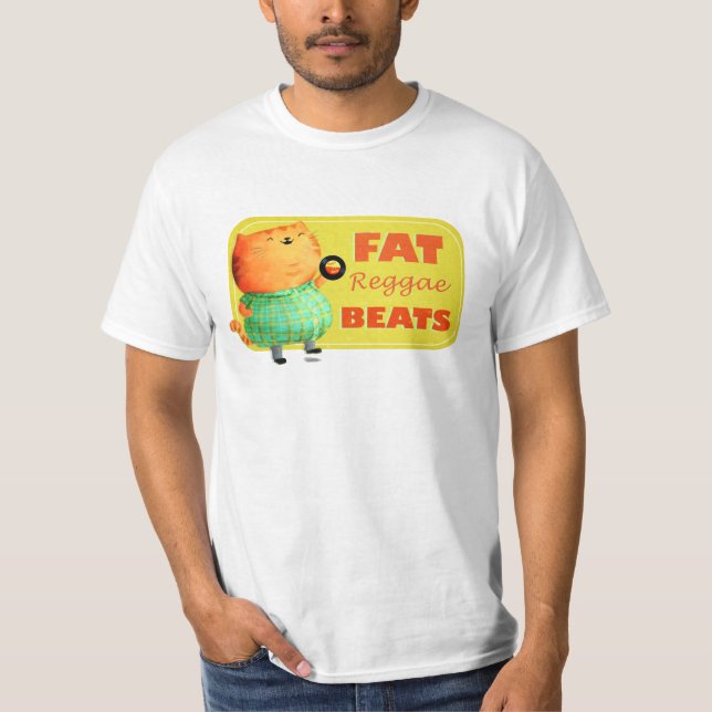 Fatty Fatty Fat Reggae Cat T-Shirt (Front)