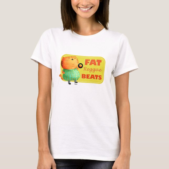 Fatty Fatty Fat Reggae Cat T-Shirt (Front)