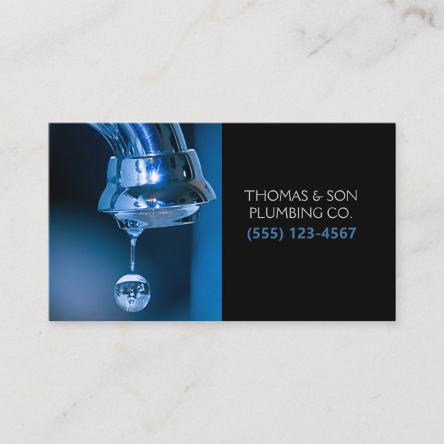 Faucet Water Drip Professional Plumbing Service Business Card (Front)