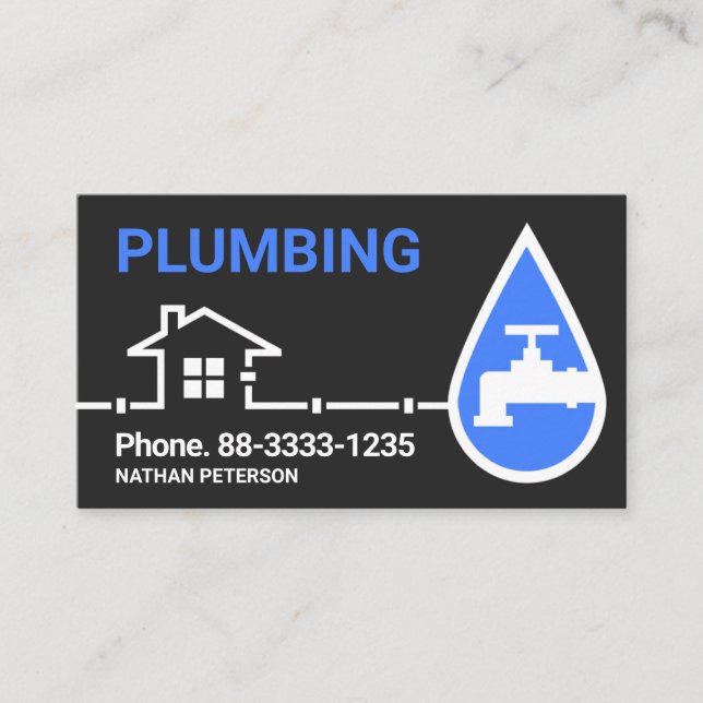 Faucet Water Drop Home Piping Business Card (Front)