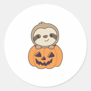Fault In Pumpkin Sweet Sloths To Halloween Classic Round Sticker