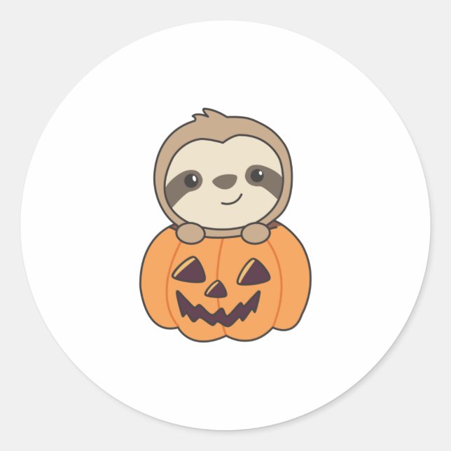 Fault In Pumpkin Sweet Sloths To Halloween Classic Round Sticker (Front)