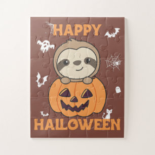 Fault In Pumpkin Sweet Sloths To Halloween Jigsaw  Puzzle