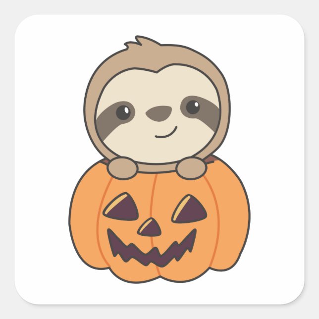 Fault In Pumpkin Sweet Sloths To Halloween Square Sticker (Front)