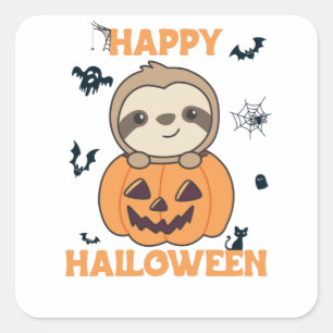 Fault In Pumpkin Sweet Sloths To Halloween Square Sticker