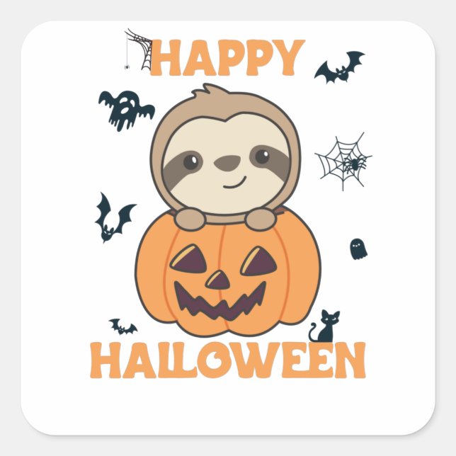Fault In Pumpkin Sweet Sloths To Halloween Square Sticker (Front)