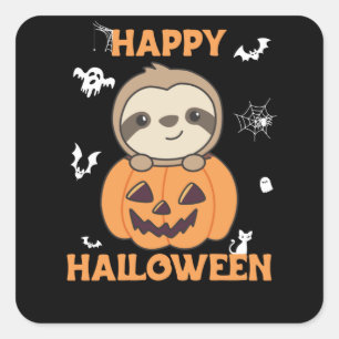 Fault In Pumpkin Sweet Sloths To Halloween Square Sticker