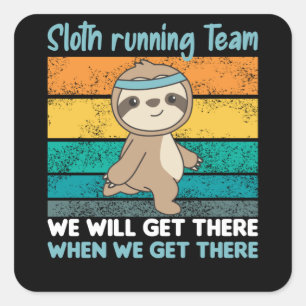 Faulten running Team Sloths Run Cosy Square Sticker