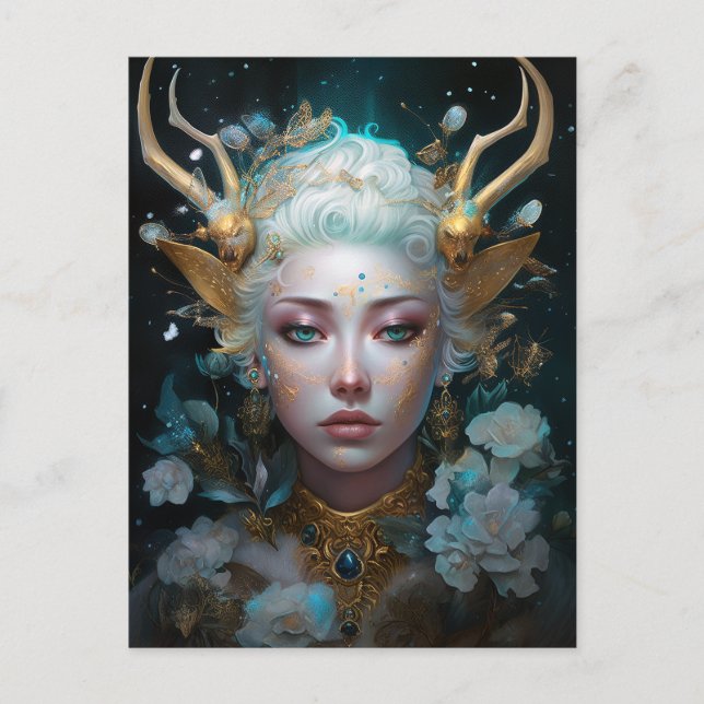 Faun Elf Woman Fantasy Art Postcard (Front)