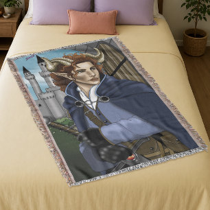 Faun Horned Fae Fantasy Throw Blanket