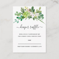 FAUNA WATERCOLOR BABY SHOWER DIAPER RAFFLE TICKET