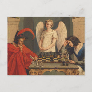 Faust And Mephistopheles Playing Chess Postcard