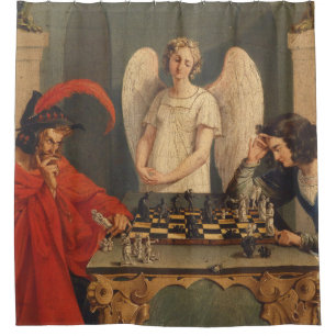 Faust And Mephistopheles Playing Chess Shower Curtain