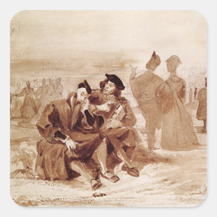 Faust and Wagner in conversation in Square Sticker