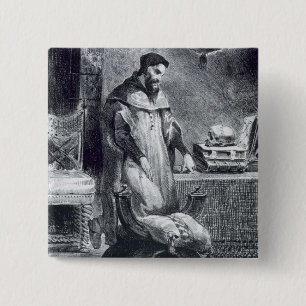 Faust in his Study, from Goethe's Faust, 1828, (il 15 Cm Square Badge