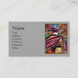 FAUST / Mysterious Mask With Owl Purple Grey Paper Business Card