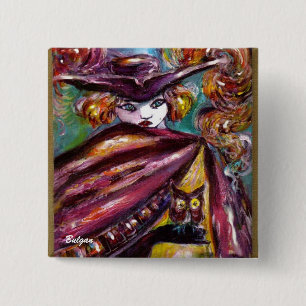 FAUST / Mysterious Mask with Tricorn and Owl 15 Cm Square Badge