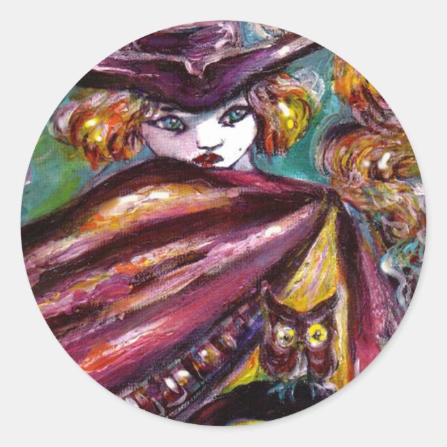 FAUST / Mysterious Mask with Tricorn and Owl Classic Round Sticker (Front)