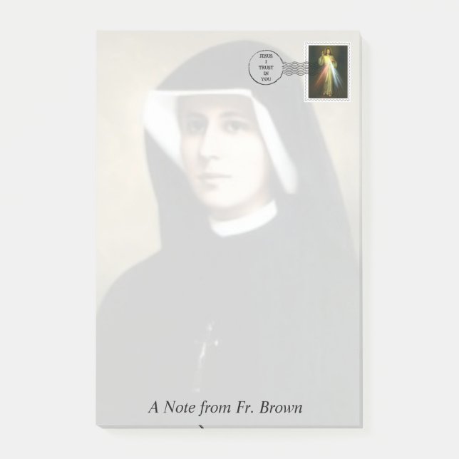 Faustina Divine Mercy Postal Saints Post-it Notes (Front)