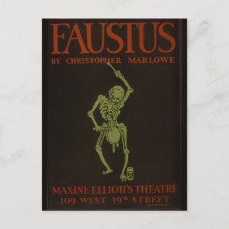 Faustus Poster Vintage Retro Skeleton Postcard