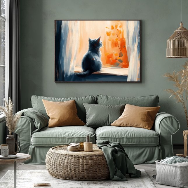 Fauvist Cat by the Window – Customisable Tranquil  Poster (Creator Uploaded)