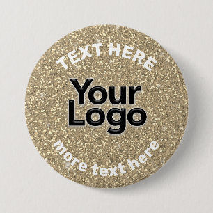 Faux 14K Gold Glitter Business Logo Promotional 7.5 Cm Round Badge