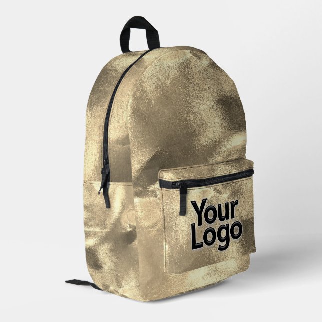 Faux 24K Gold Leaf Bling Glam Professional Logo Printed Backpack (Back Corner Left)