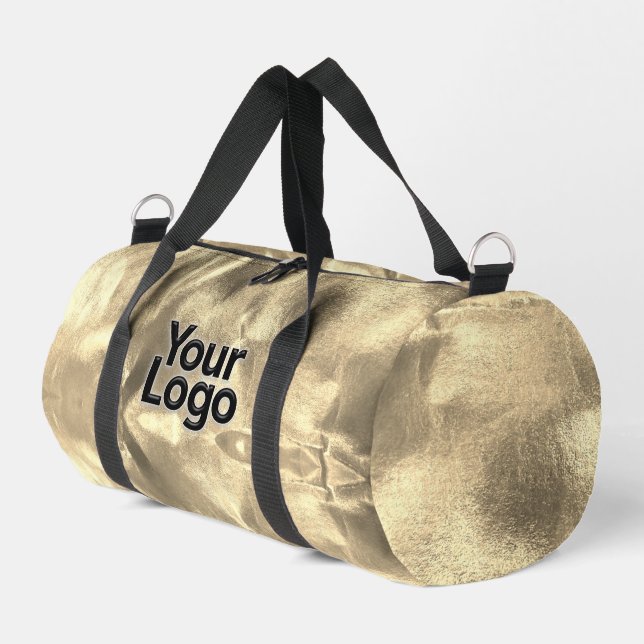 Faux 24K Gold Leaf Glam Luxury Business Logo  Duffle Bag (Left Corner)